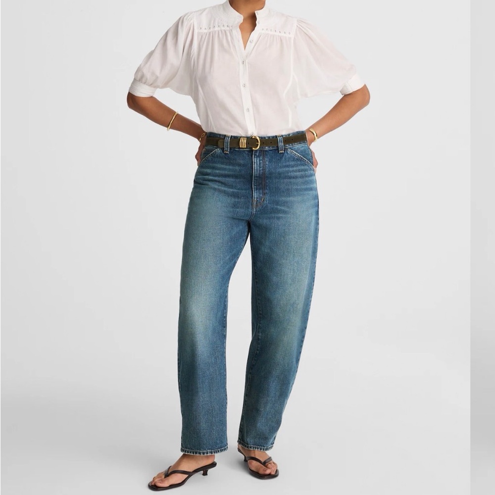 MADEWELL CURVY PETITE BALLOON JEANS IN GREENDALE WASH | Size 31 petite